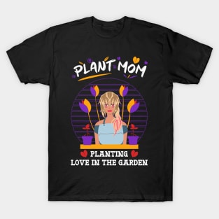 Plant mom planting love in the garden purple T-Shirt